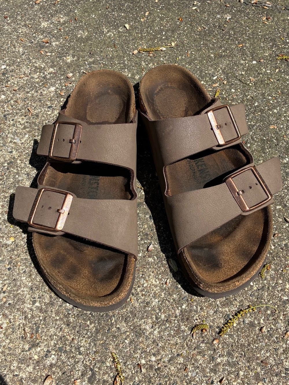 Birkenstock | Womens Brown Slide Sandals - Picture 2 of 14